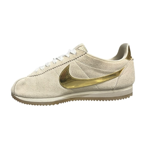 ✨ Nike Cortez Suede Sneakers Metallic Gold Swoosh Women’s 9 - Picture 4 of 7